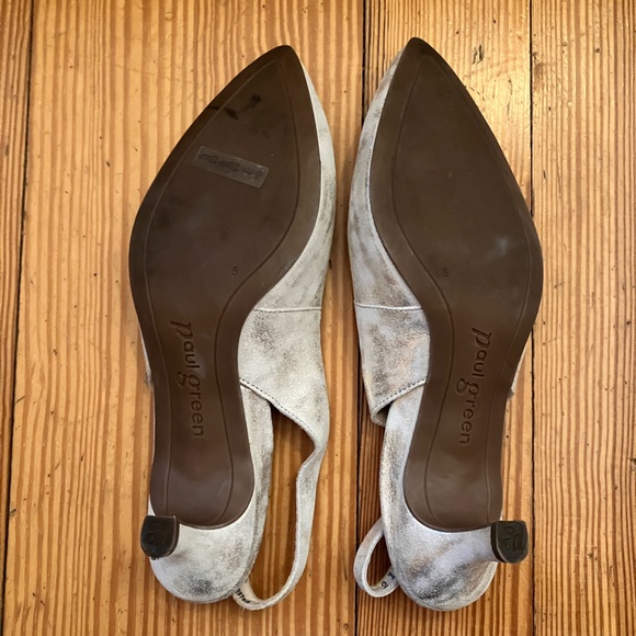 NWOB Paul Green Rio Pointed Toe Kitten Heel Slingback Antik Metallic Suede 7.5. - Picture 7 of 11